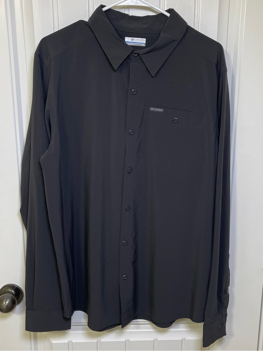 Columbia Men's Long Sleeve Button-Down Shirt, Dark Gray/Charcoal, Size L
